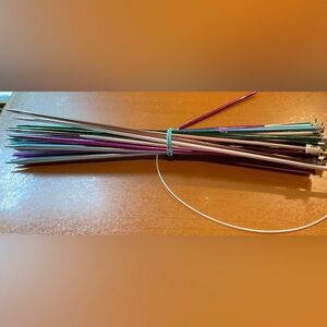 Boye Aluminum Knitting Needle Lot Assorted Sizes 0-10 Straight Circular Vintage